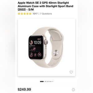 Apple Watch SE 2 GPS 40mm Starlight & additional bands